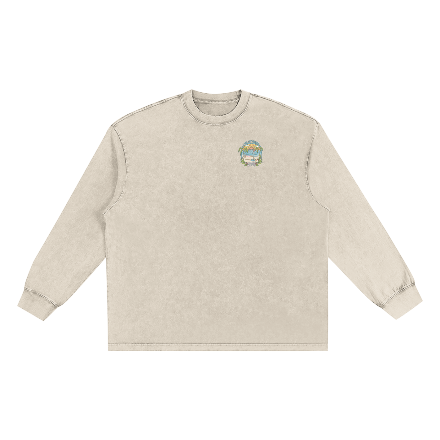 Calisthenics Beach Vacay Oversized Long Sleeve T-Shirt Beige