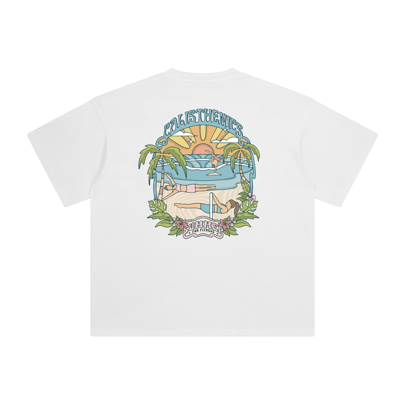 Calisthenics Beach Vacay Oversized T-Shirt White