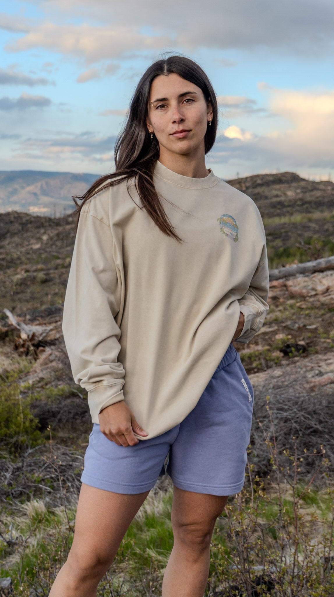 Calisthenics Beach Vacay Oversized Long Sleeve T-Shirt Beige