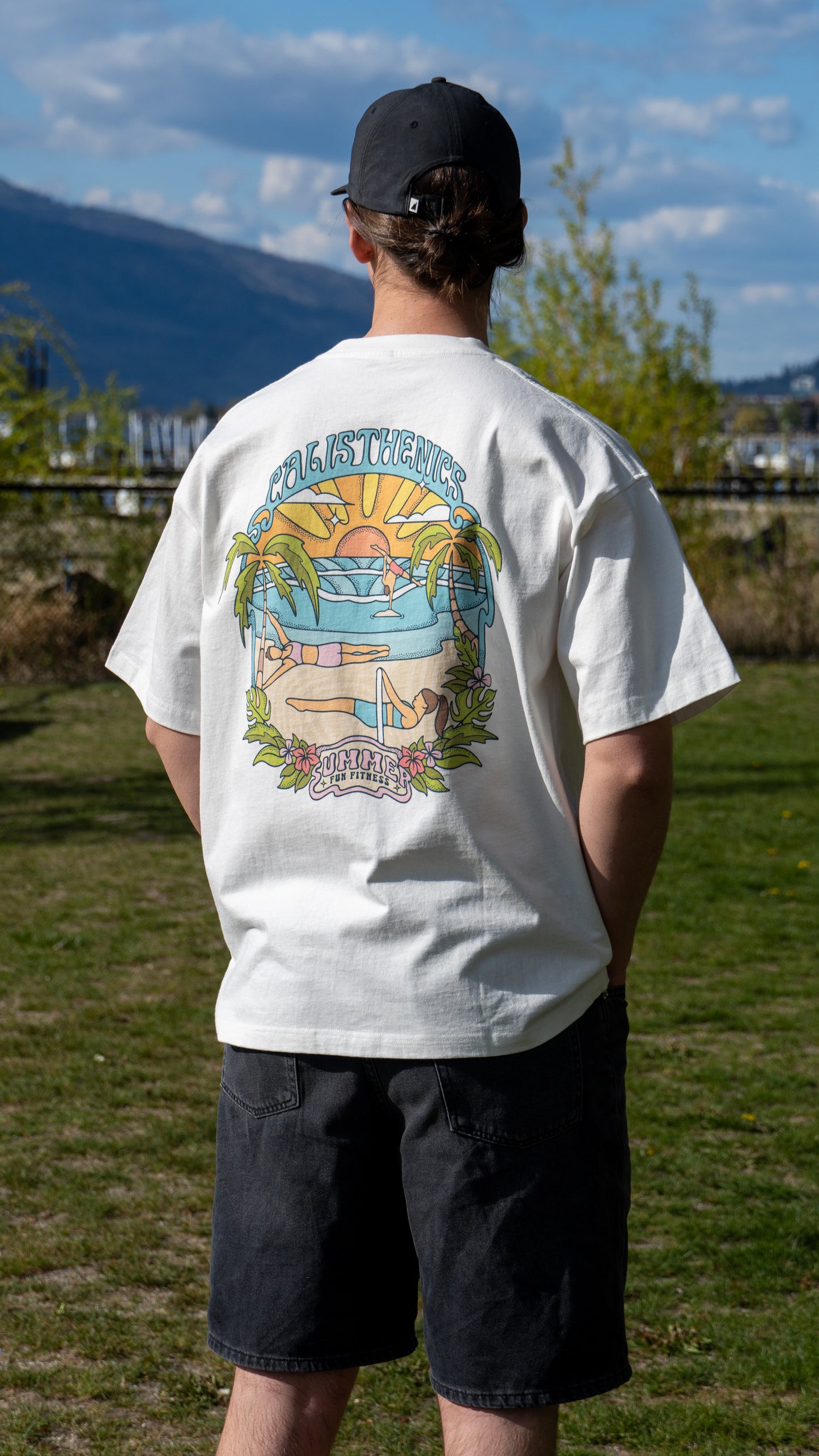 Calisthenics Beach Vacay Oversized T-Shirt White
