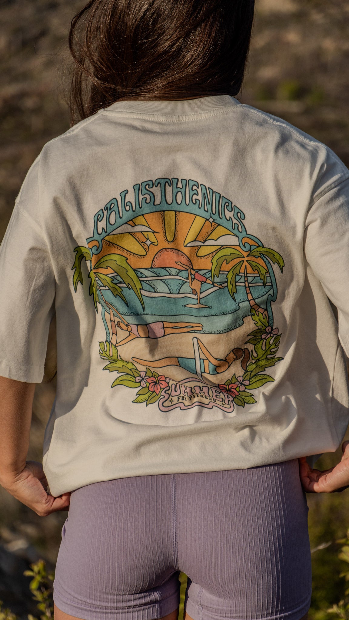 Calisthenics Beach Vacay Oversized T-Shirt White