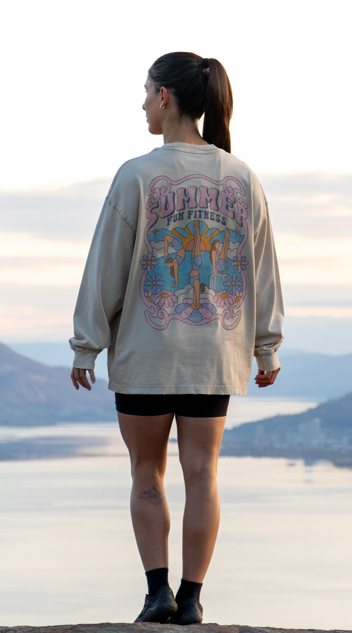 Calisthenics Women Oversized Long Sleeve T-Shirt Beige