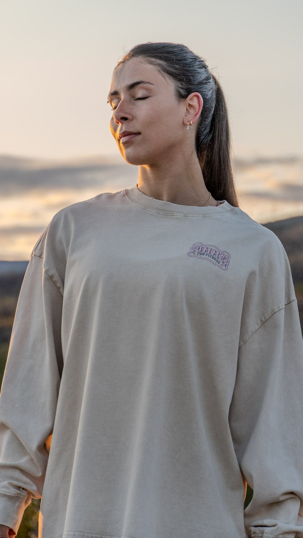 Calisthenics Women Oversized Long Sleeve T-Shirt Beige