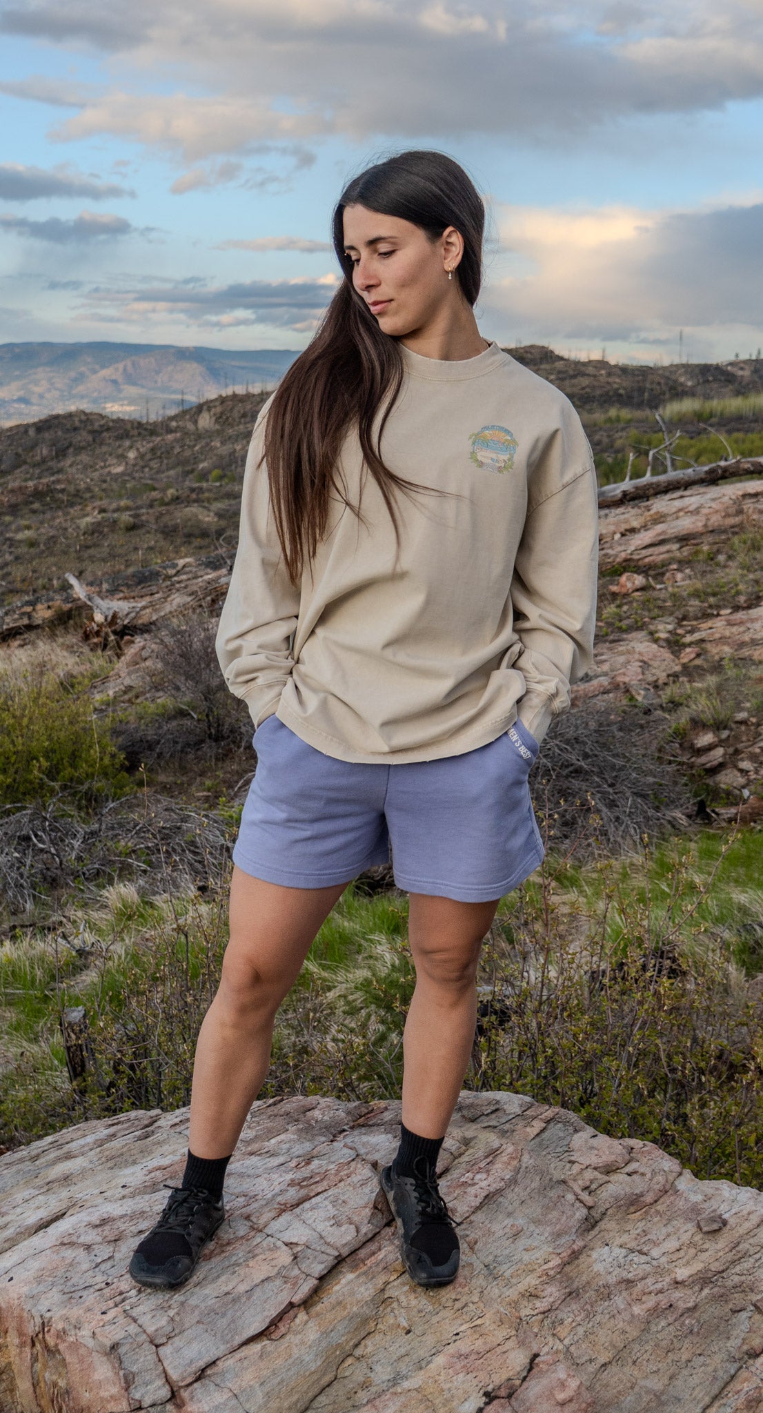 Calisthenics Beach Vacay Oversized Long Sleeve T-Shirt Beige